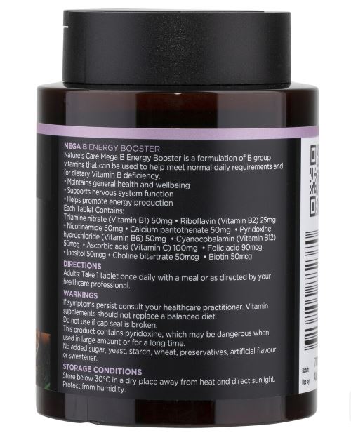 Viên uống Vitamin B tổng hợp Nature's Care Mega B Energy Booster 120 viên