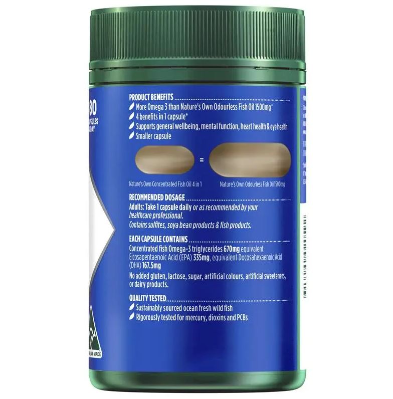 Dầu cá cô đặc Omega 3 Nature's Own Fish Oil 4 in 1 Concentrated