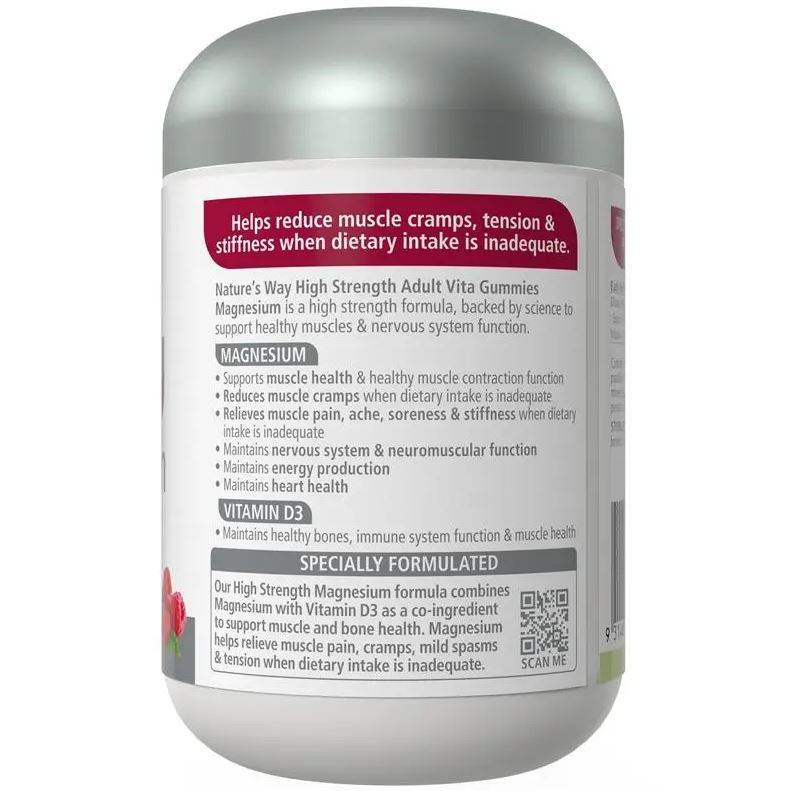 Kẹo dẻo bổ sung magie Nature's Way Adult Vita Gummies High Strength Magnesium