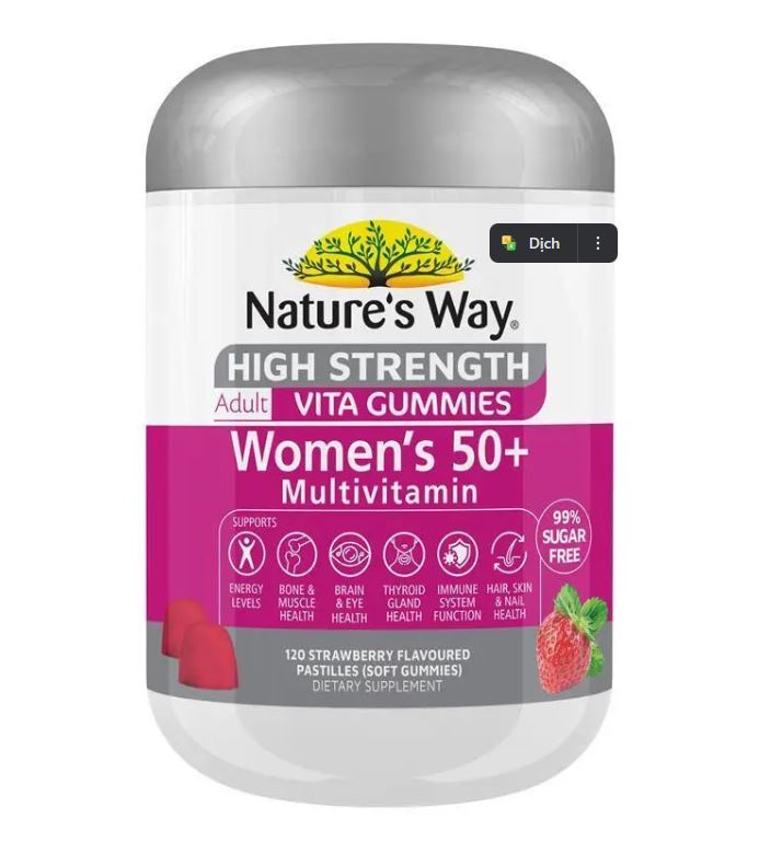 Kẹo vitamin tổng hợp cho phụ nữ trên 50 tuổi Nature's Way High Strength Women's 50+ Multivitamin