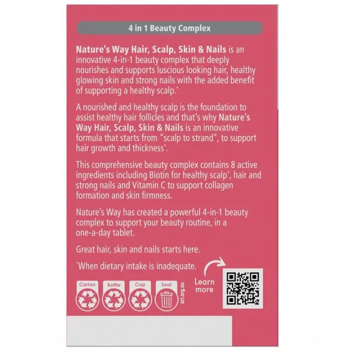 Viên uống đẹp da móng tóc Nature's Way Beauty Hair Scalp Skin & Nails