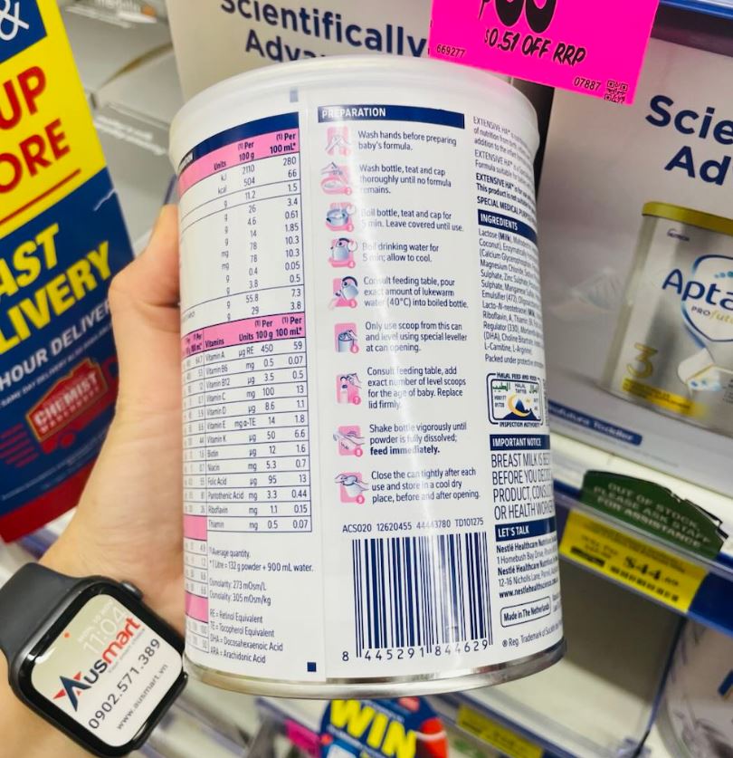 Sữa bột Nestle Extensive HA Allergy Infant Formula From Birth cho bé dị ứng đạm bò