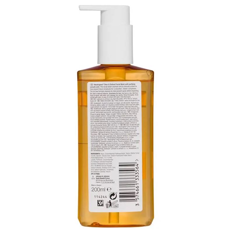 Sữa rửa mặt ngăn ngừa mụn Neutrogena Clear & Defend Facial Wash
