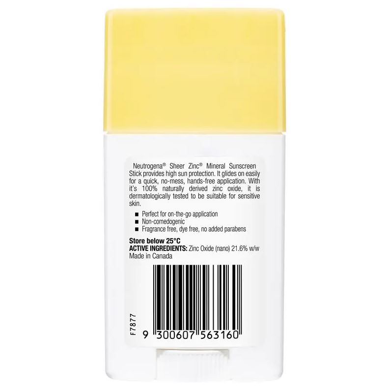 Kem chống nắng Neutrogena Sheer Zinc Mineral Stick SPF 50 42g