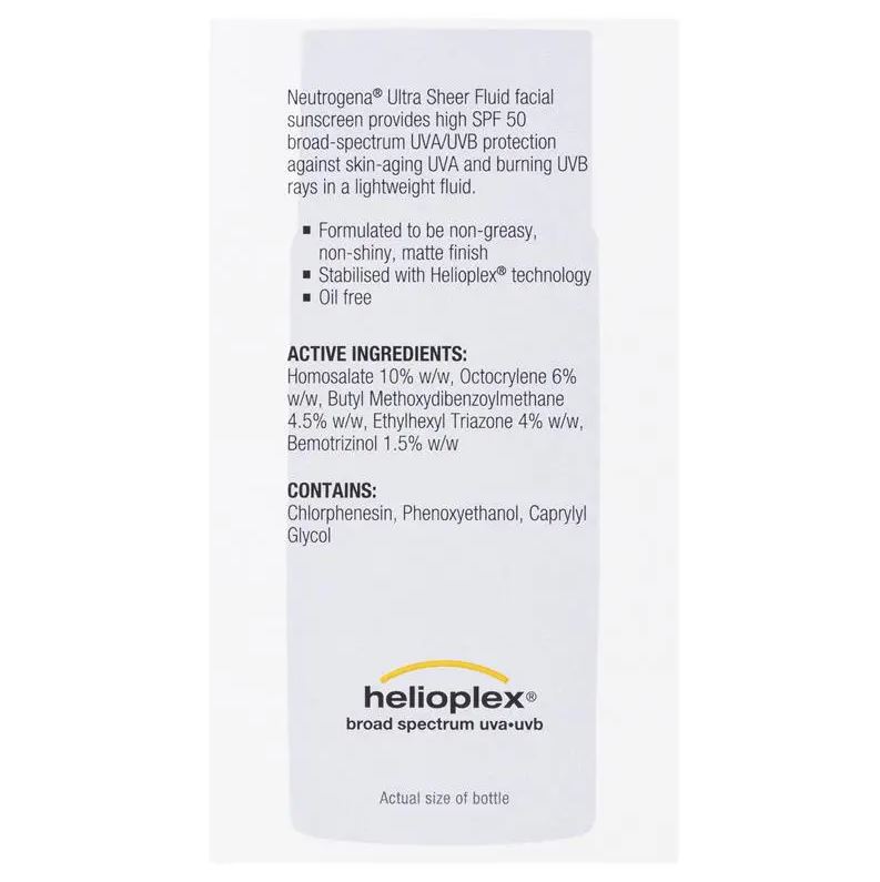 Kém chống nắng Neutrogena Ultra Sheer Face Fluid Facial Sunscreen SPF 50
