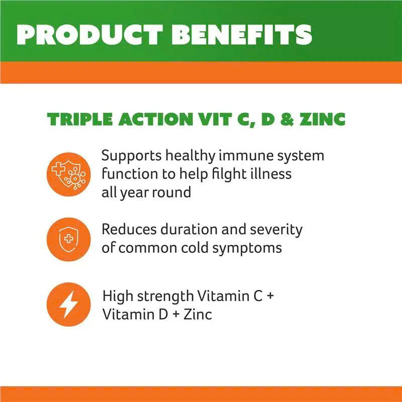 Viên nhai tăng đề kháng Cenovis Triple Action C D & Zinc