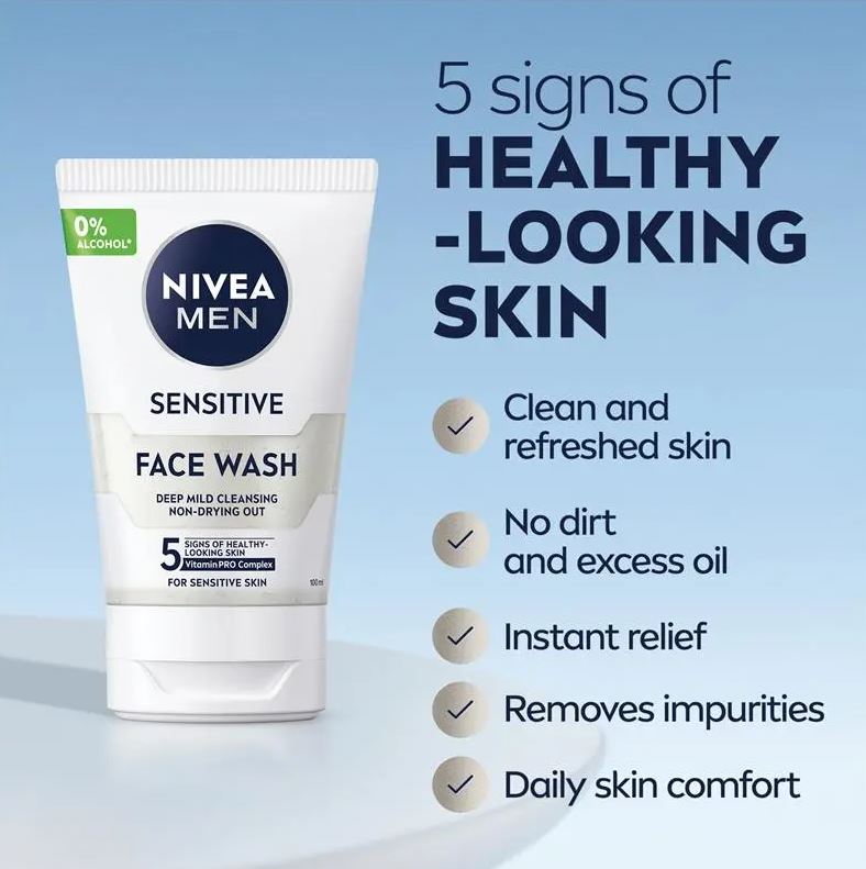Sữa rửa mặt cho nam NIVEA MEN Sensitive Face Wash 100ml