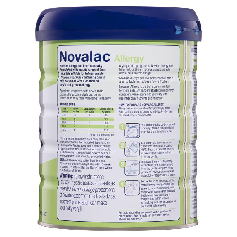 Sữa Novalac Allergy Infant Formula Low Lactose 800g (0-12 tháng)