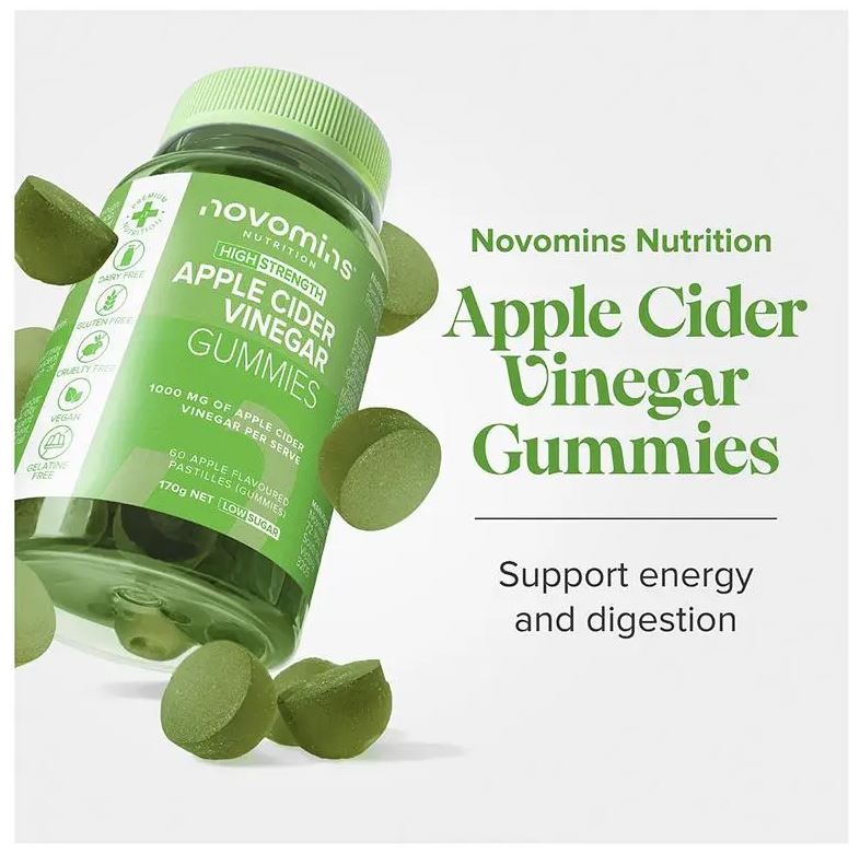 Kẹo dẻo giấm táo Novomins Apple Cider Vinegar Gummies 60 viên