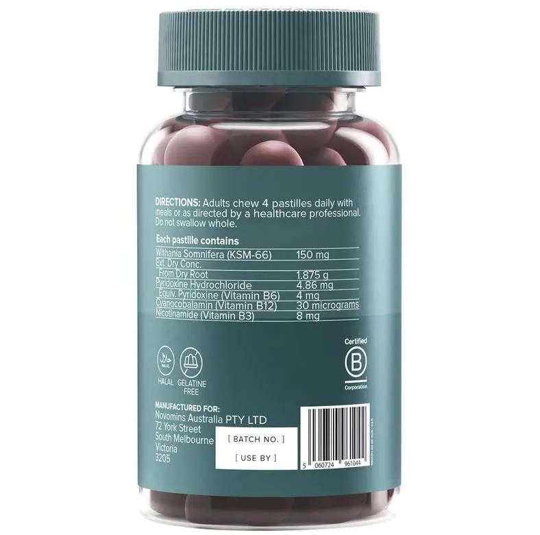 Kẹo dẻo giảm căng thẳng Novomins Ashwagandha Gummies 60 viên