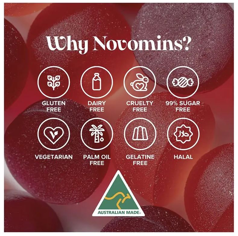 Kẹo dẻo giảm căng thẳng Novomins Ashwagandha Gummies 60 viên
