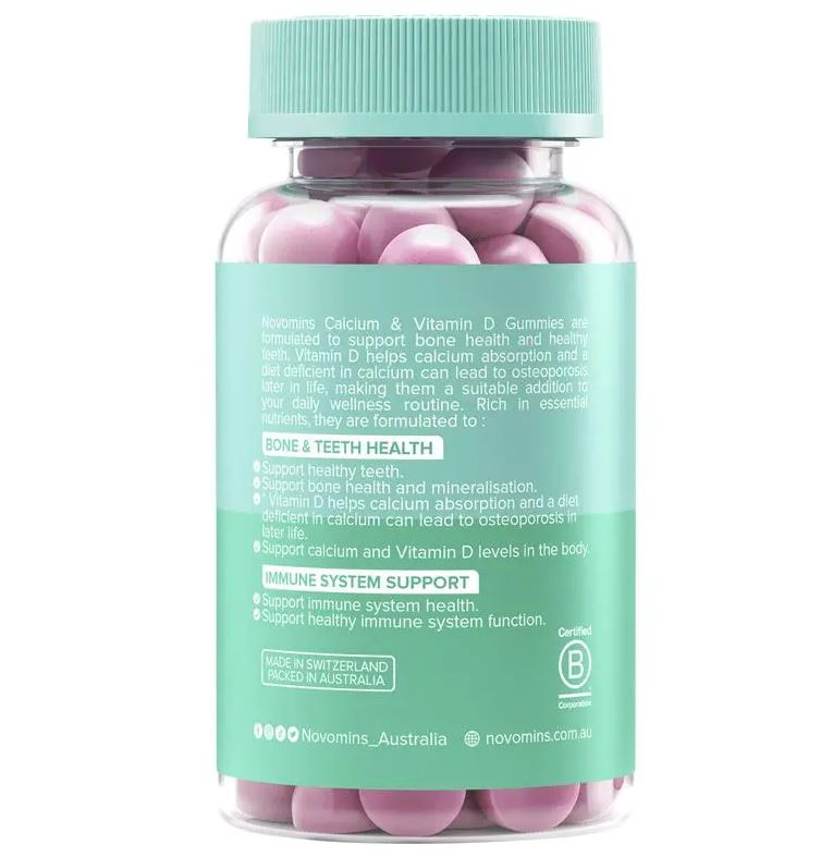 Kẹo dẻo bổ sung canxi Novomins Calcium & Vitamin D 60 viên
