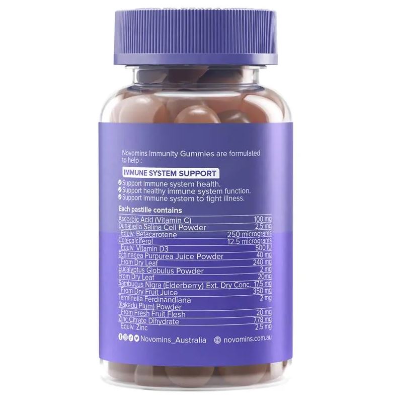 Kẹo dẻo tăng cường miễn dịch Novomins Immunity Gummies 60 viên