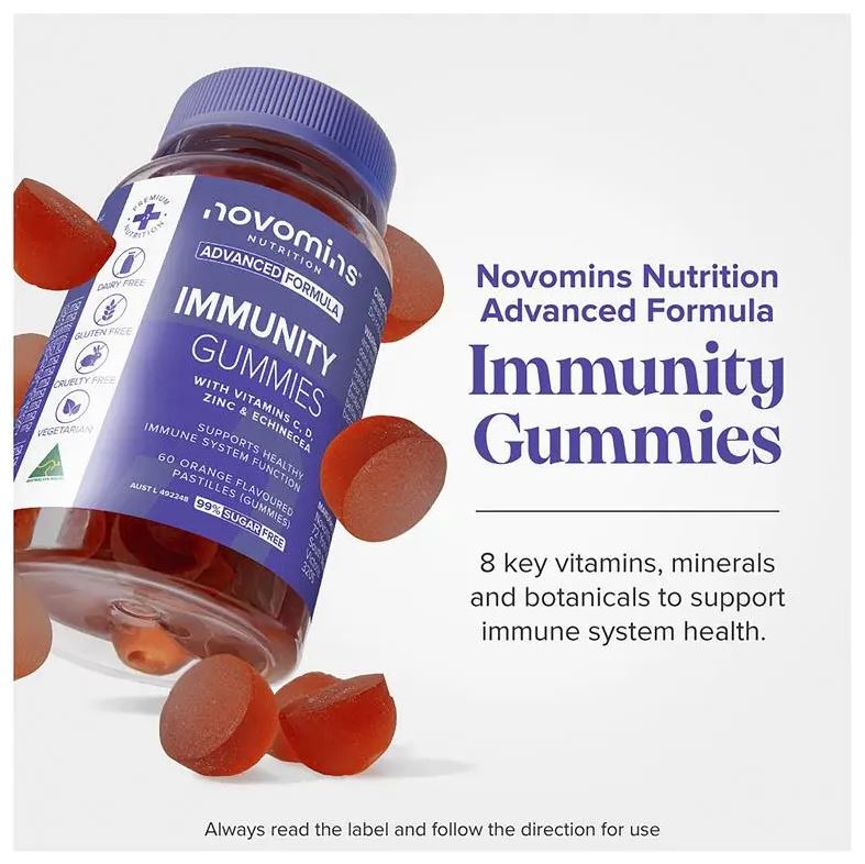 Kẹo dẻo tăng cường miễn dịch Novomins Immunity Gummies 60 viên