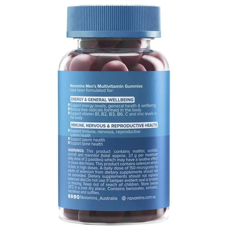 Kẹo dẻo vitamin tổng hợp cho nam Novomins Men's Multivitamin Gummies 60 viên