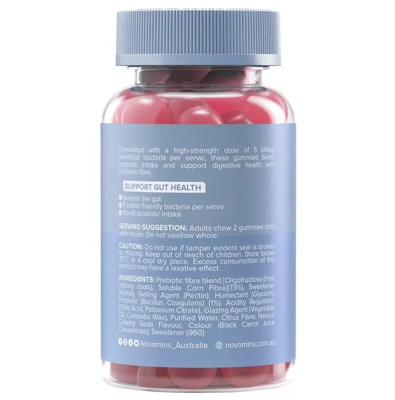 Kẹo men vi sinh hỗ trợ tiêu hóa & miễn dịch Novomins Probiotic Gummies 60 viên