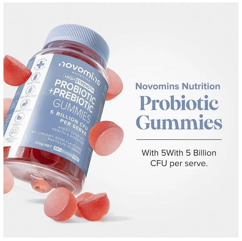 Kẹo men vi sinh hỗ trợ tiêu hóa & miễn dịch Novomins Probiotic Gummies 60 viên