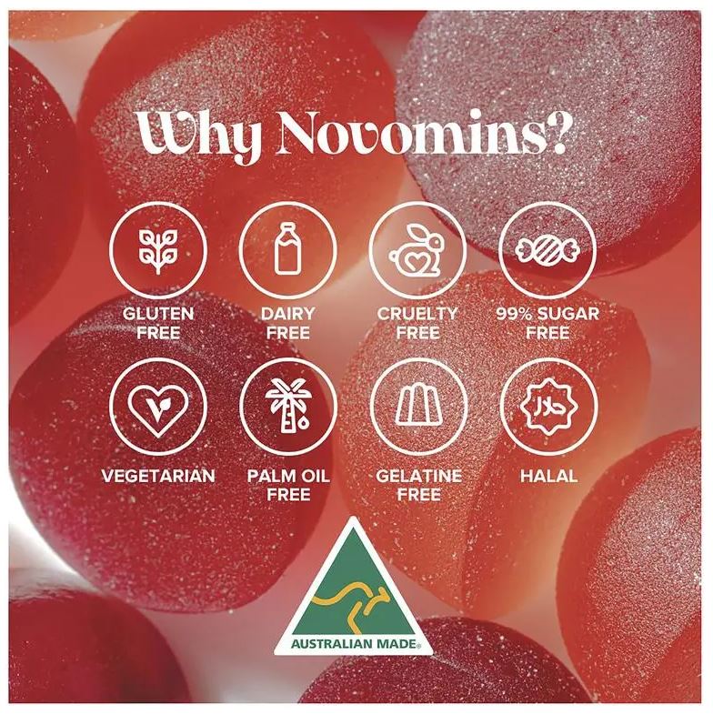 Kẹo men vi sinh hỗ trợ tiêu hóa & miễn dịch Novomins Probiotic Gummies 60 viên