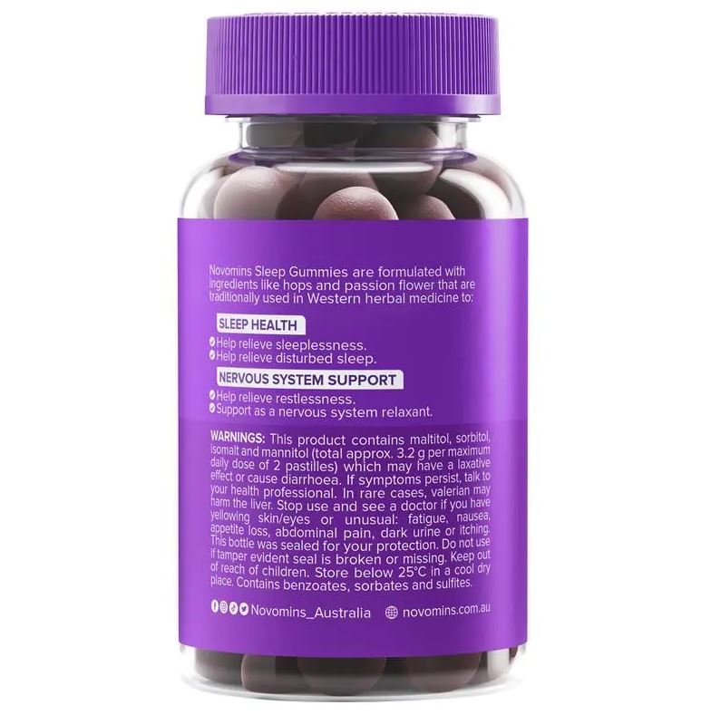 Kẻo dẻo hỗ trợ giấc ngủ Novomins Sleep Gummies 60 viên