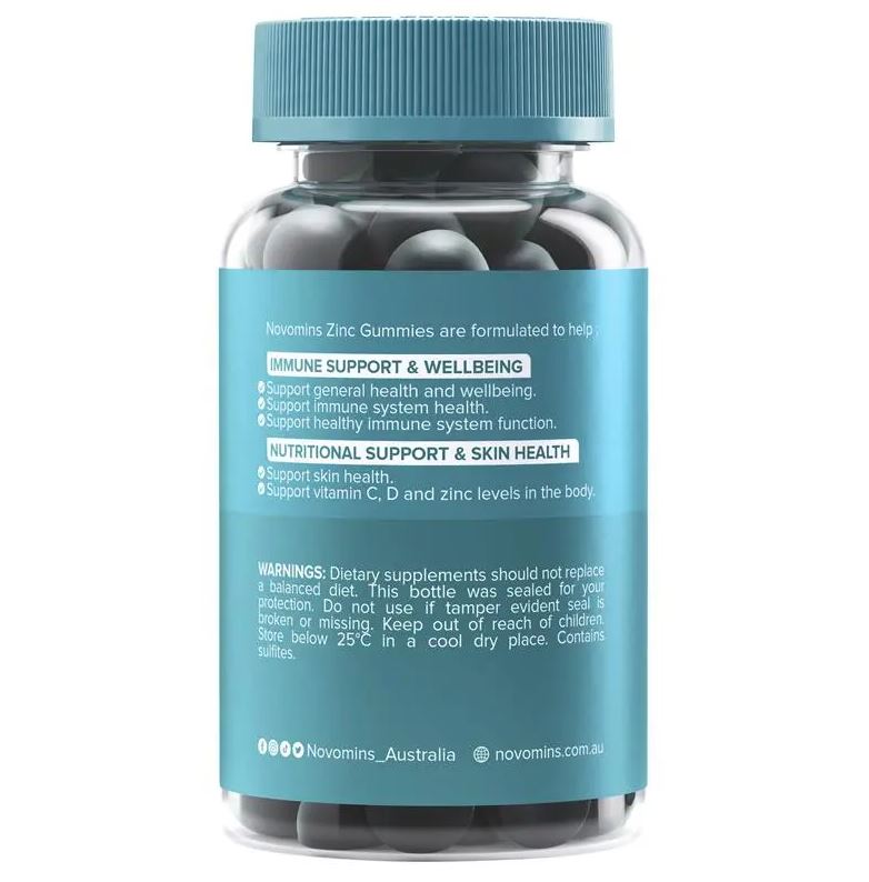 Kẹo dẻo bổ sung kẽm Novomins Zinc Gummies 60 viên