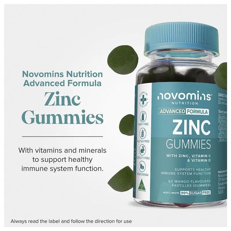 Kẹo dẻo bổ sung kẽm Novomins Zinc Gummies 60 viên
