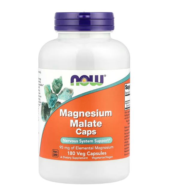 Viên bổ sung Magie NOW Foods Magnesium Malate Caps 95 mg