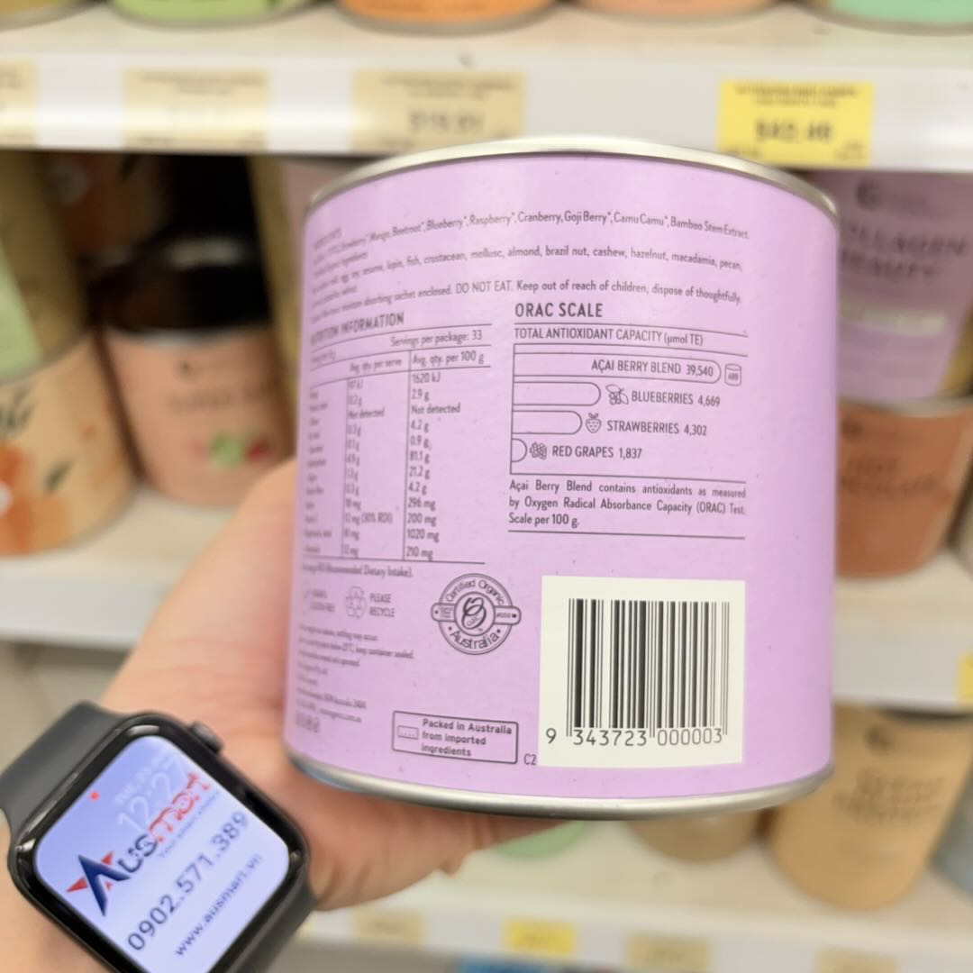 Bột siêu quả chống oxy hóa và đẹp da Nutra Organics Acai Berry Blend