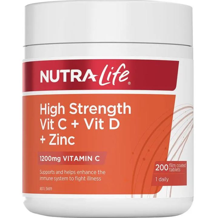 Viên uống Nutra-Life High Strength Vitamin C 1200mg + Vitamin D + Zinc