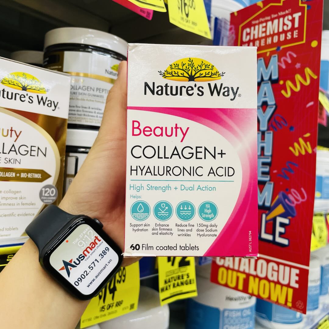 Viên uống Nature's Way Beauty Collagen + Hyaluronic Acid 60 viên