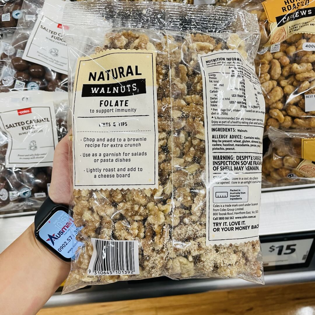 Hạt óc chó tự nhiên Coles Natural Walnuts của Úc