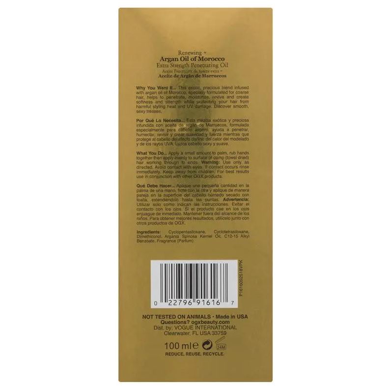 Dầu dưỡng tóc OGX Renewing Moroccan Argan Oil Extra Strength Penetrating Oil 100ml