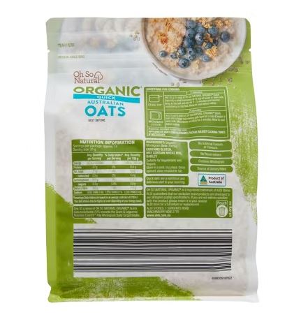 Yến mạch hữu cơ Oh So Natural Organic Quick Oats 500g