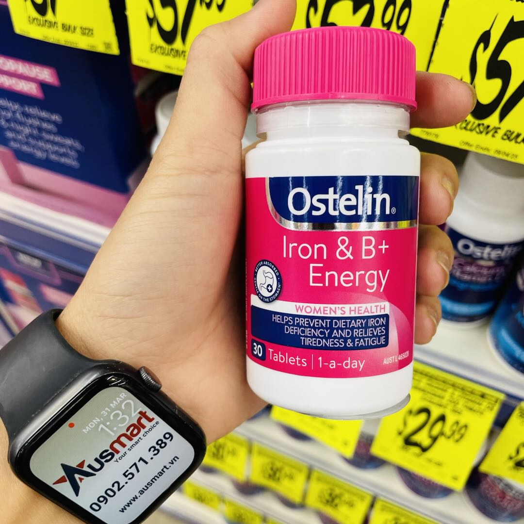 Viên uống bổ sung sắt Ostelin Iron & B+ Energy hỗ trợ tạo máu