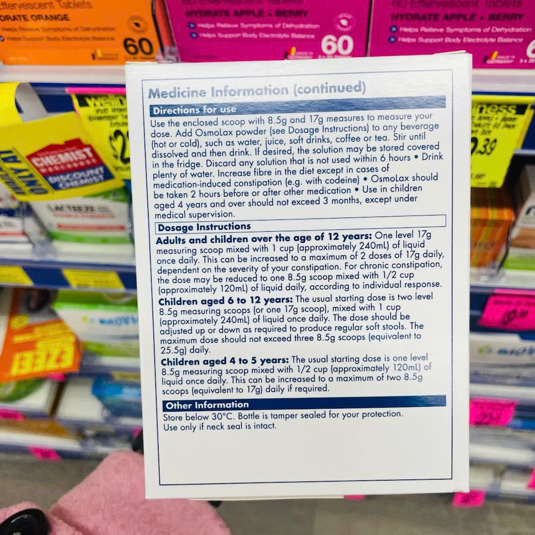 Bột nhuận tràng OsmoLax Laxative Macrogol giảm táo bón