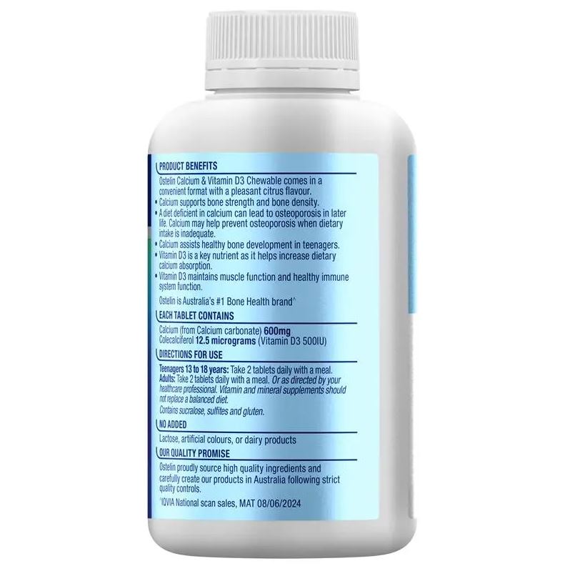 Canxi Ostelin Calcium & Vitamin D3 Chewable của Úc