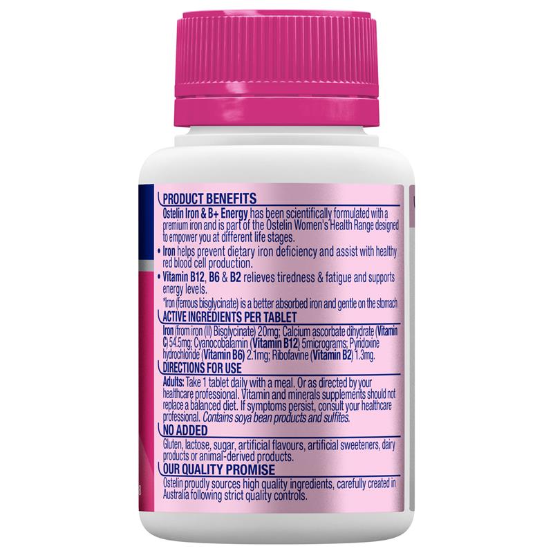 Viên uống bổ sung sắt Ostelin Iron & B+ Energy hỗ trợ tạo máu