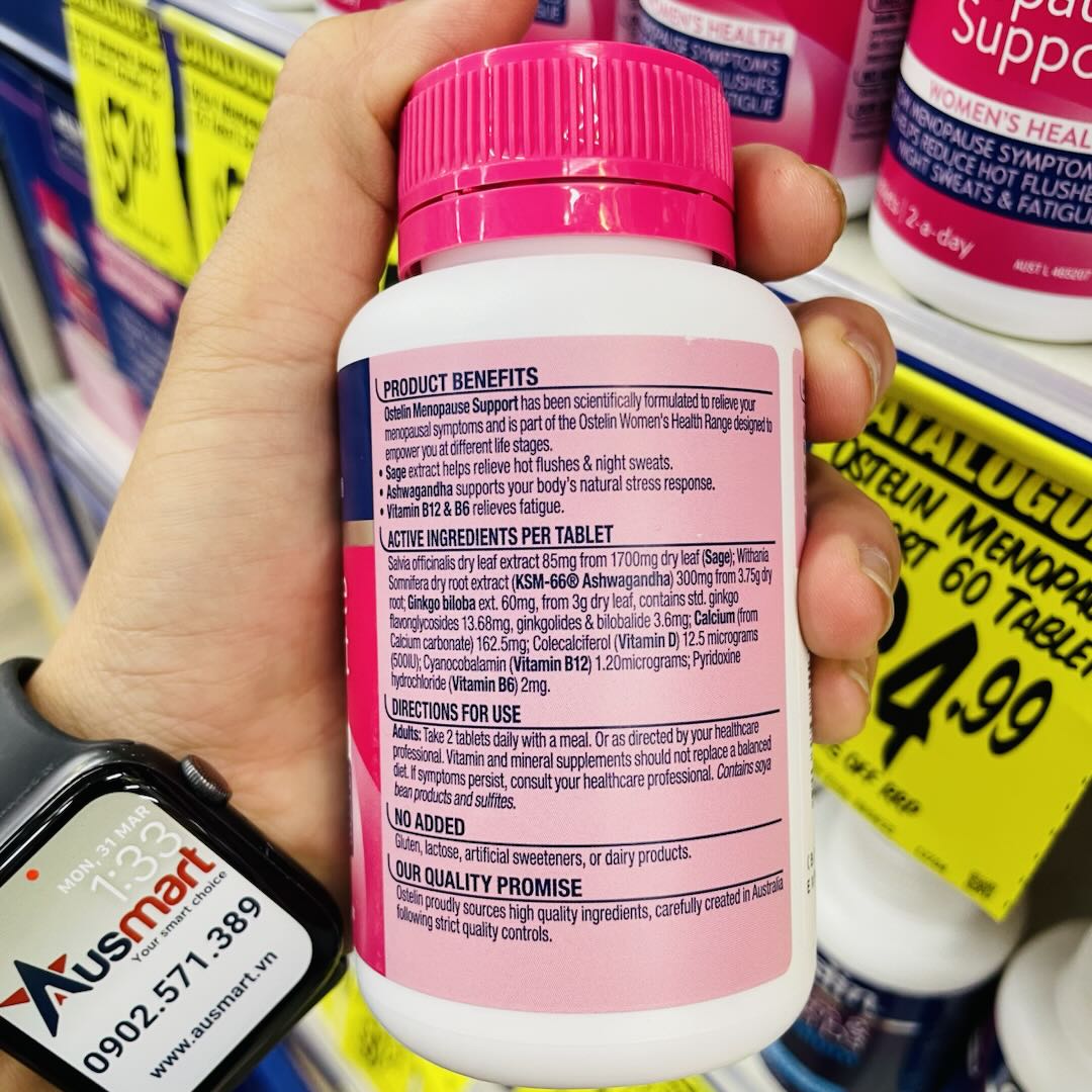 Viên uống giảm triệu chứng mãn kinh Ostelin Menopause Support