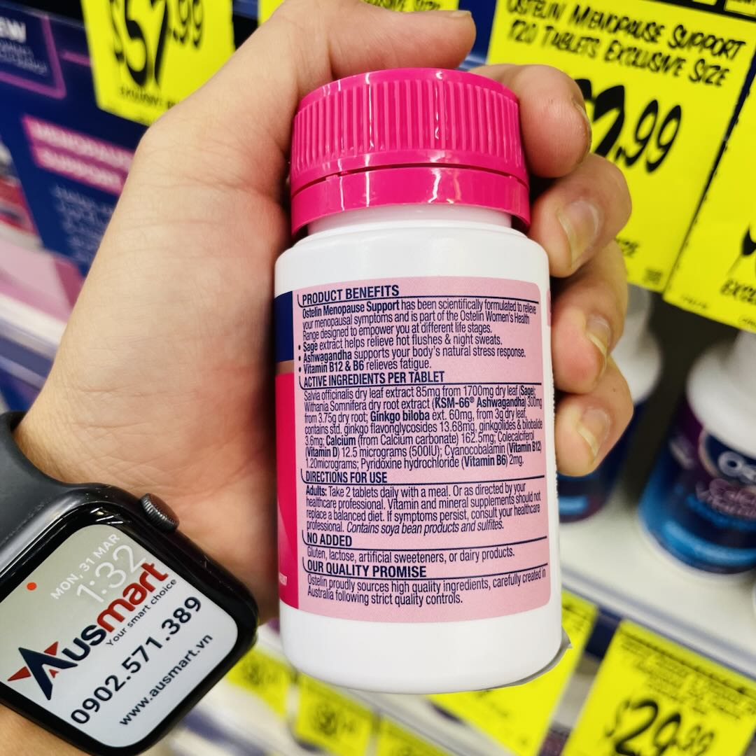 Viên uống giảm triệu chứng mãn kinh Ostelin Menopause Support