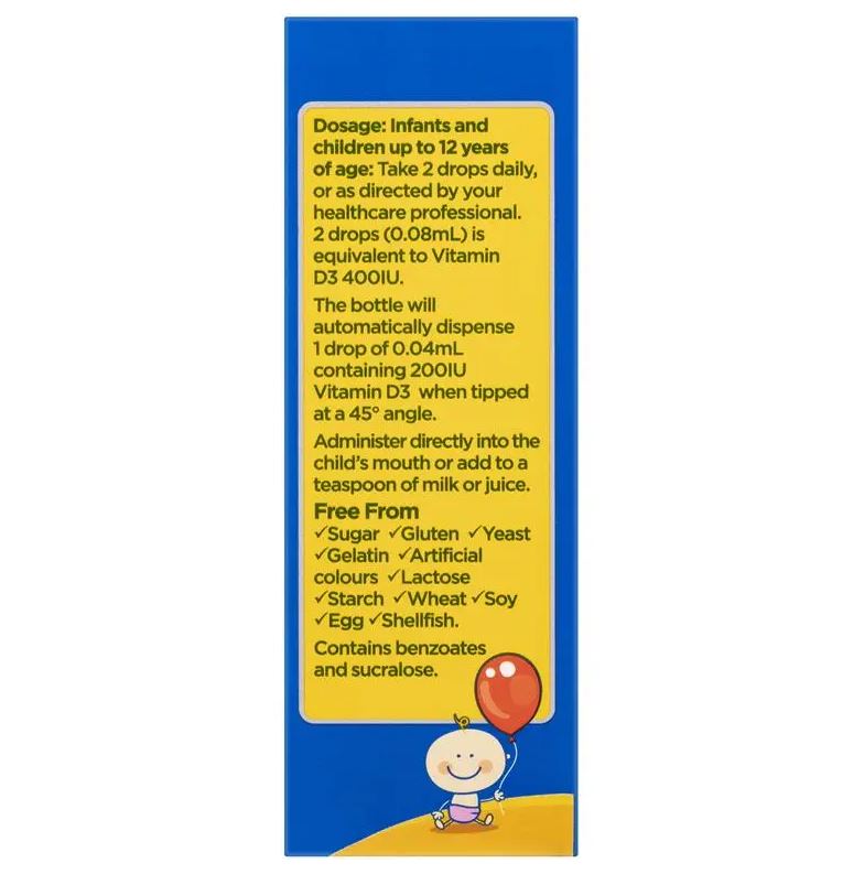 OsteVit-D Vitamin D3 Kids Drops 400IU cho bé 15ml (187 liều)