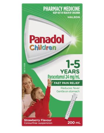 Siro giảm đau hạ sốt Panadol Children 1-5 tuổi vị dâu