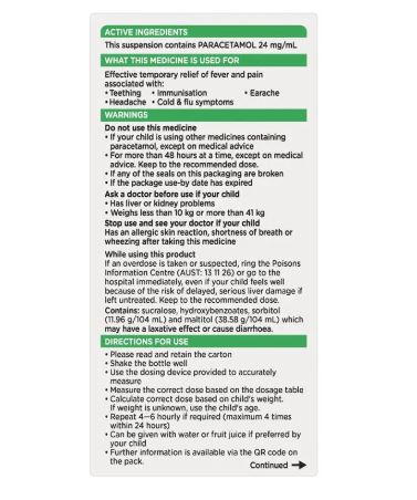 Siro giảm đau hạ sốt Panadol Children 1-5 tuổi vị dâu