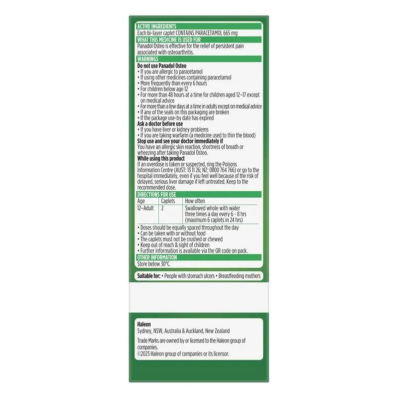 Thuốc giảm đau Panadol Osteo Paracetamol 665mg