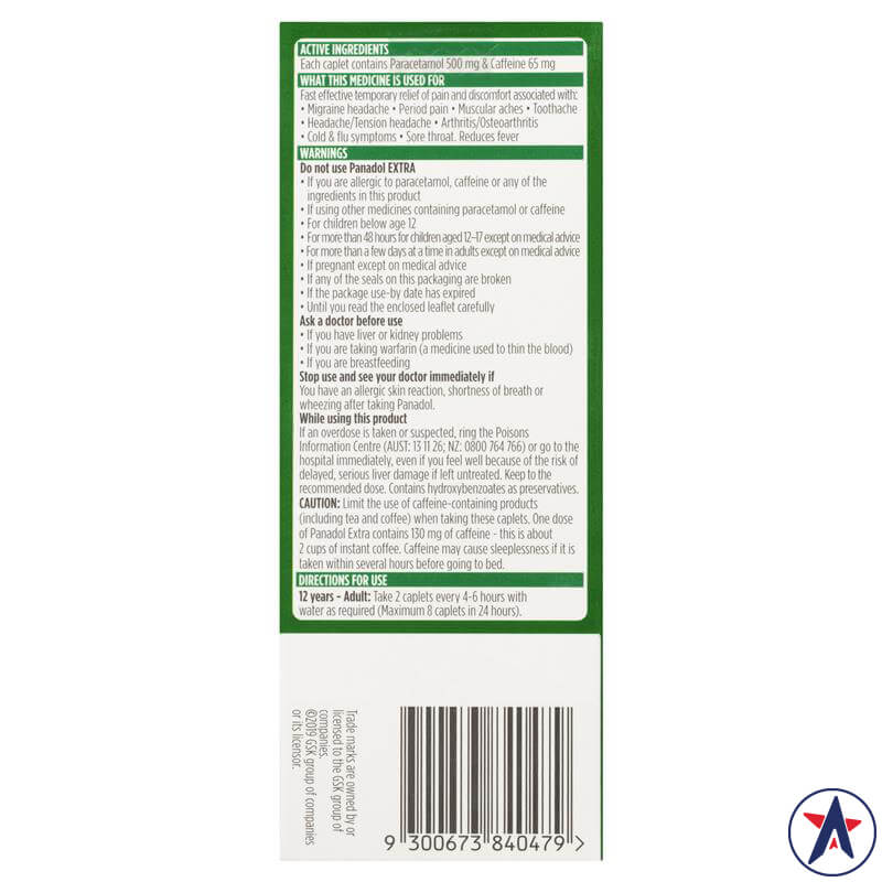 Panadol Extra Optizorb Pain Relief giảm đau hạ sốt