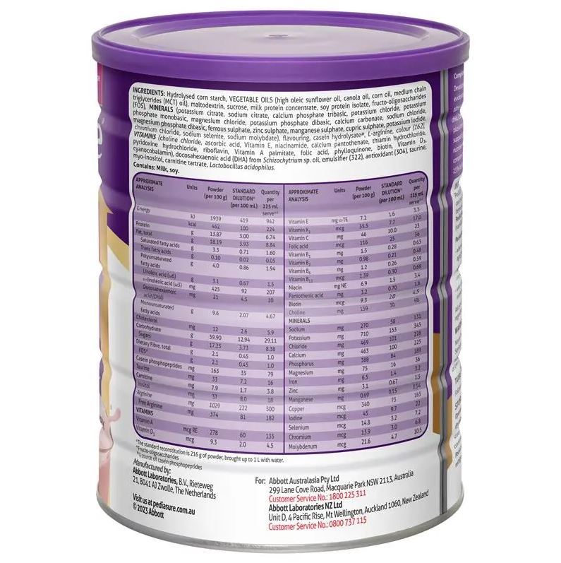 Sữa Pediasure Úc cho bé vị dâu 850g