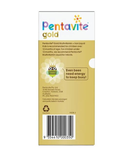 Vitamin tổng hợp cho bé Pentavite Gold Multivitamin + Iron Liquid For Kids