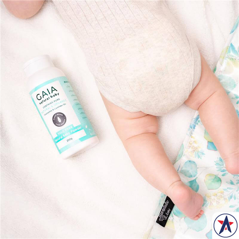 Phấn rôm Organic cho bé Gaia Natural Baby Powder Talc Free