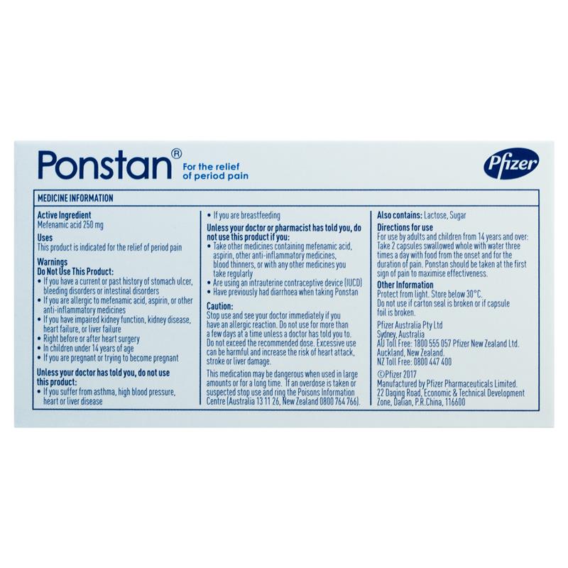 Viên nang giảm đau bụng kinh Ponstan 250mg 20 viên