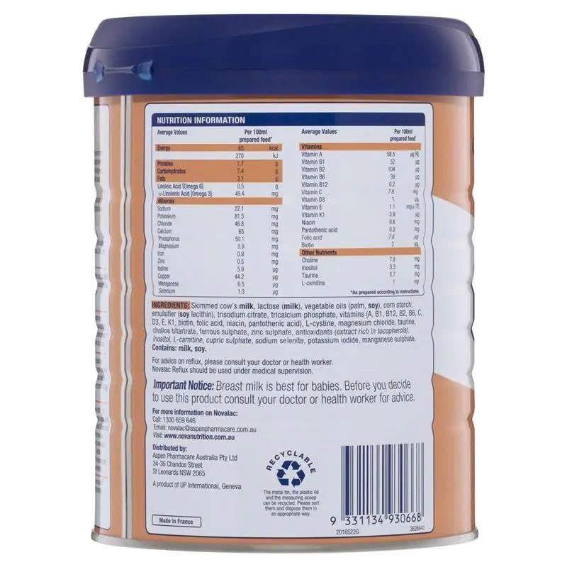 Sữa Novalac AR Anti Reflux Infant 800g cho trẻ từ 0-12 tháng