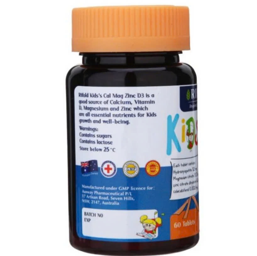 Viên uống Rifold Kids Cal Mag Zinc D3 vị cam 60 viên