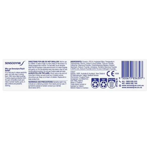 Kem đánh răng Sensodyne Rapid Relief 100g